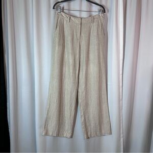 Vtg Apriori Wide Leg 100% Linen Pants Sz 12 Beige Trousers Comfort Resort EUC